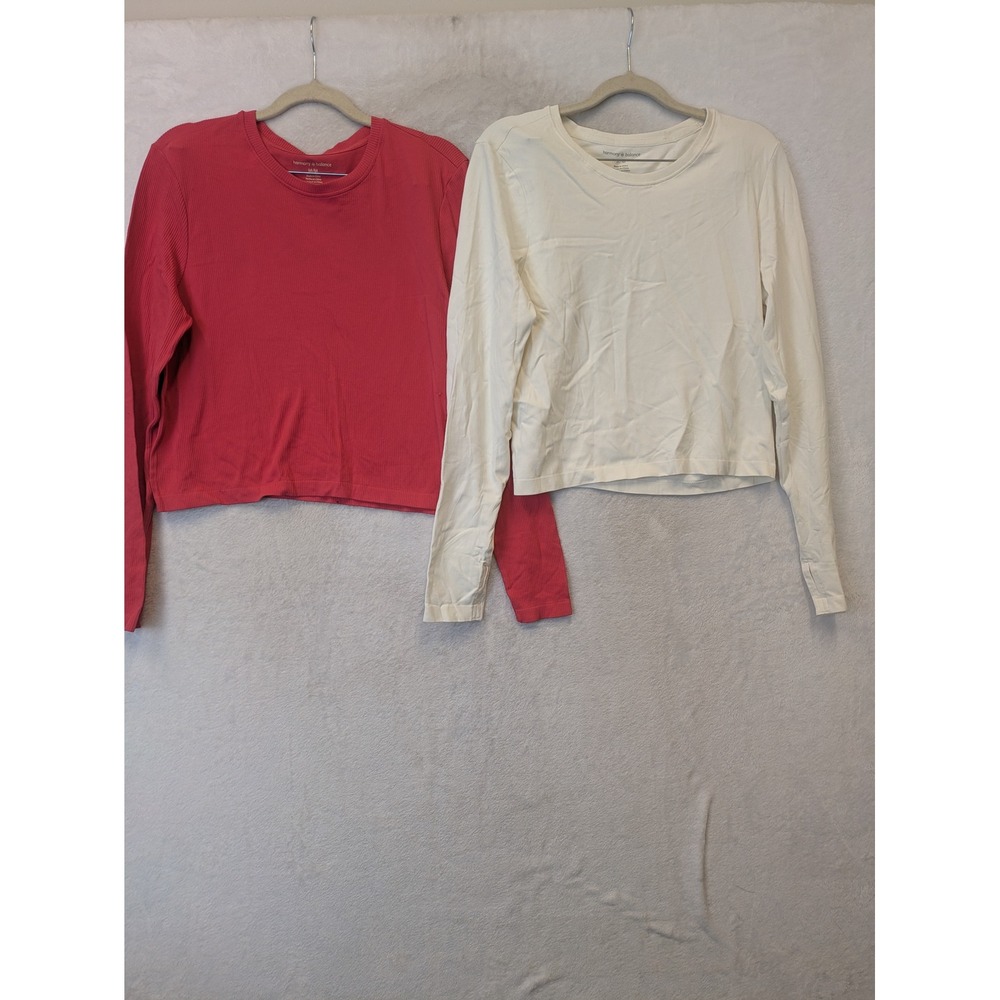 Harmony & Balance Womens‎ 2 Pack Ribbed Long Sleeve Crop Top M